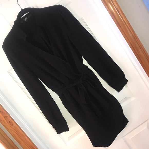 GUESS LS Black Wrap Dress - Picture 2 of 7
